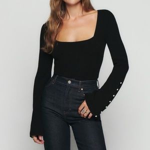 Reformation Emanuele Cashmere Novelty Button Sweater XS